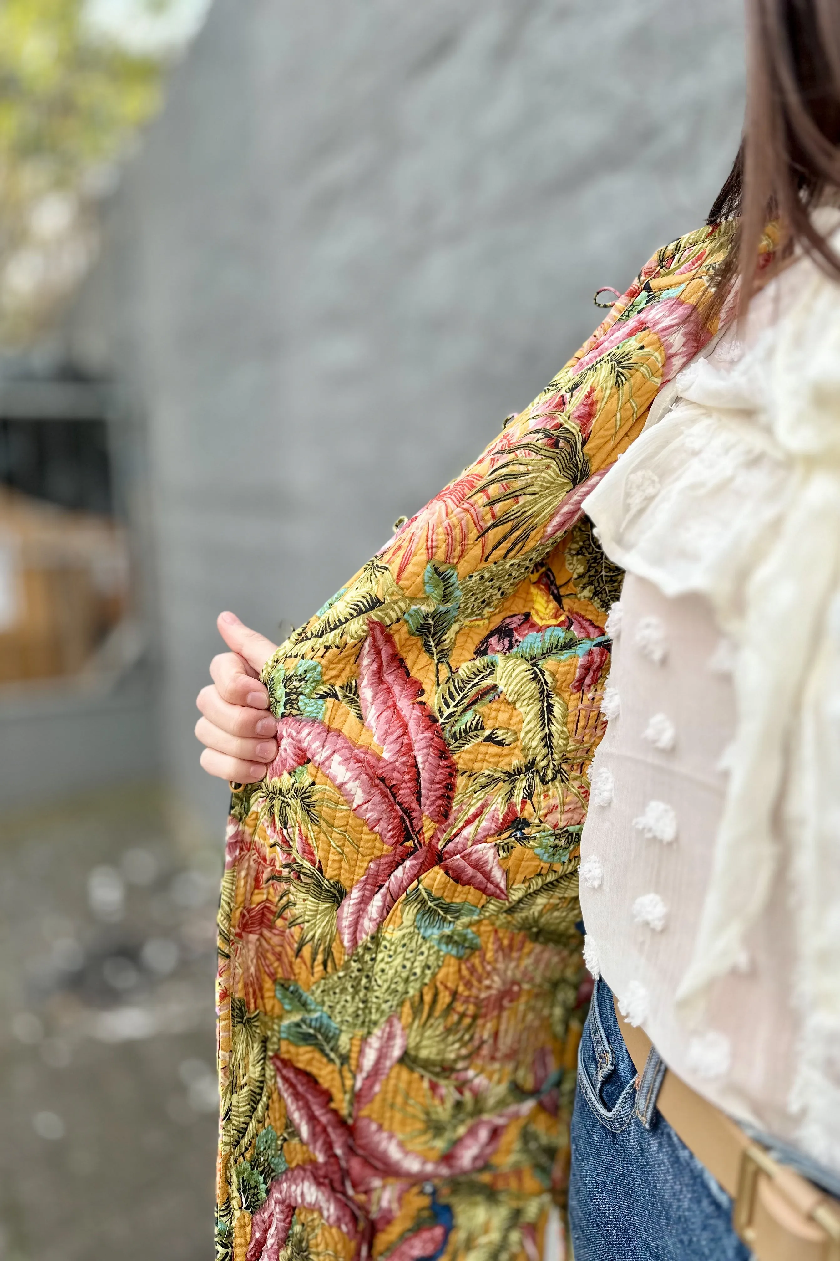 Quilted Cotton Coat In Tropical Onyx