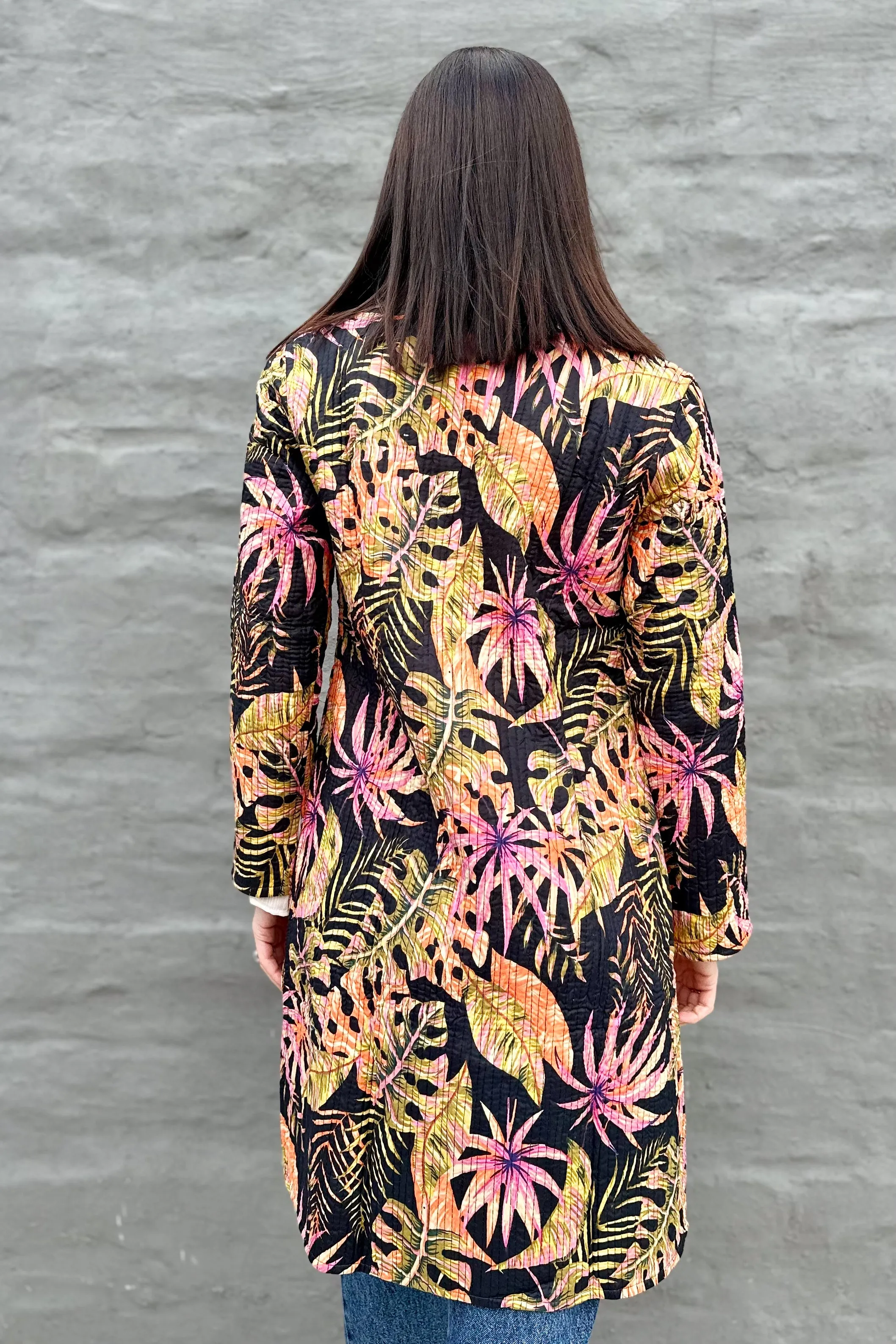 Quilted Cotton Coat In Tropical Onyx