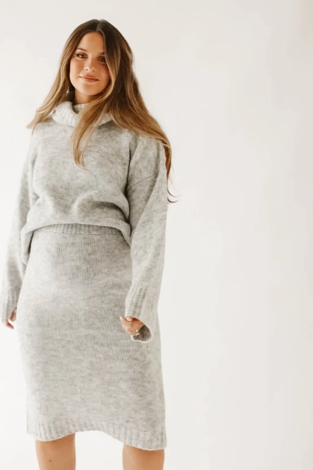 Robyn Knit Skirt in Heather Grey - Bump Friendly