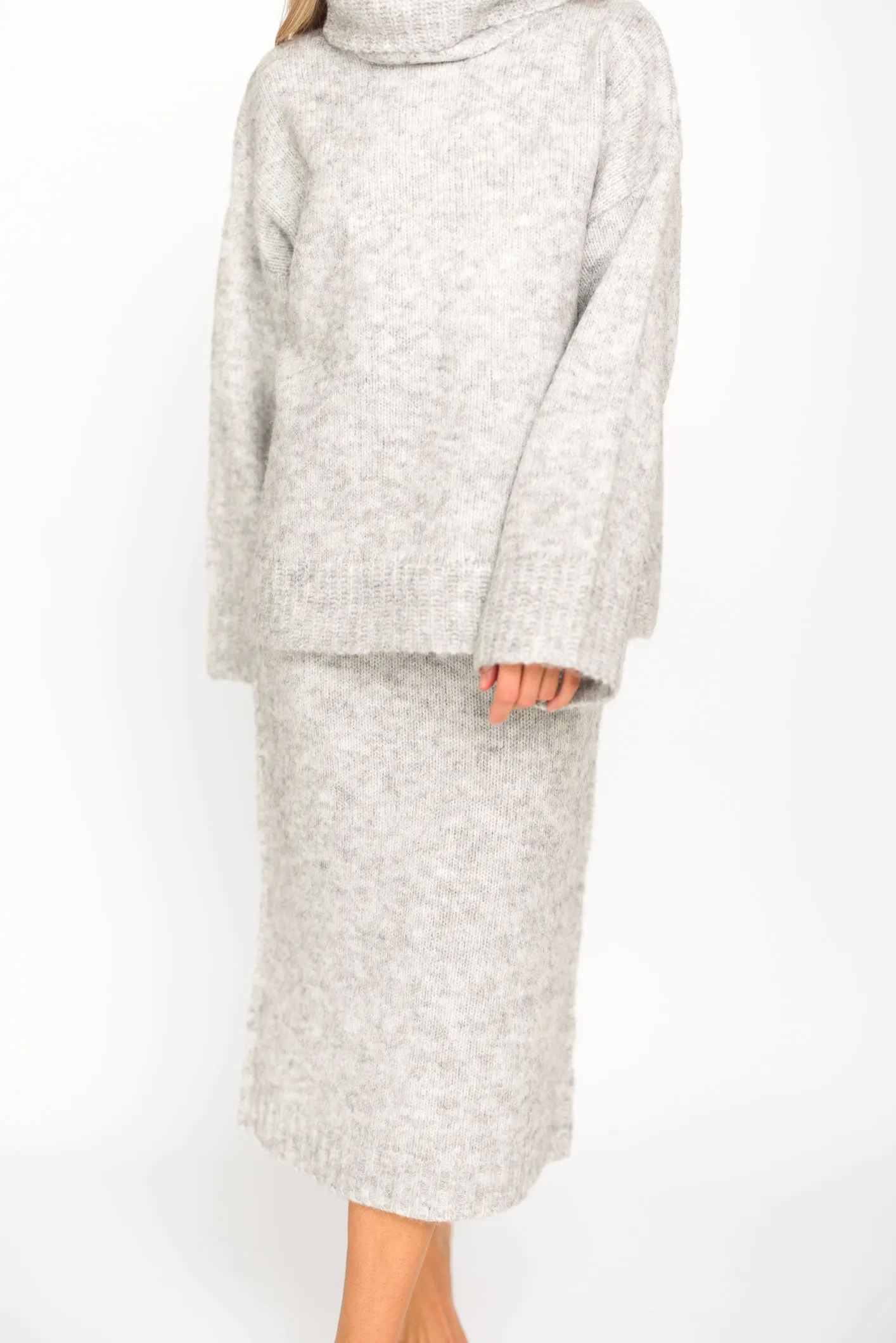Robyn Knit Skirt in Heather Grey - Bump Friendly