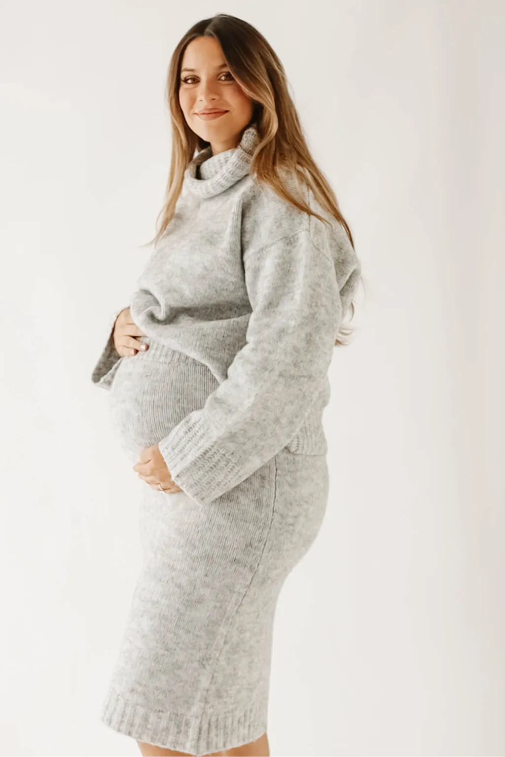 Robyn Knit Skirt in Heather Grey - Bump Friendly