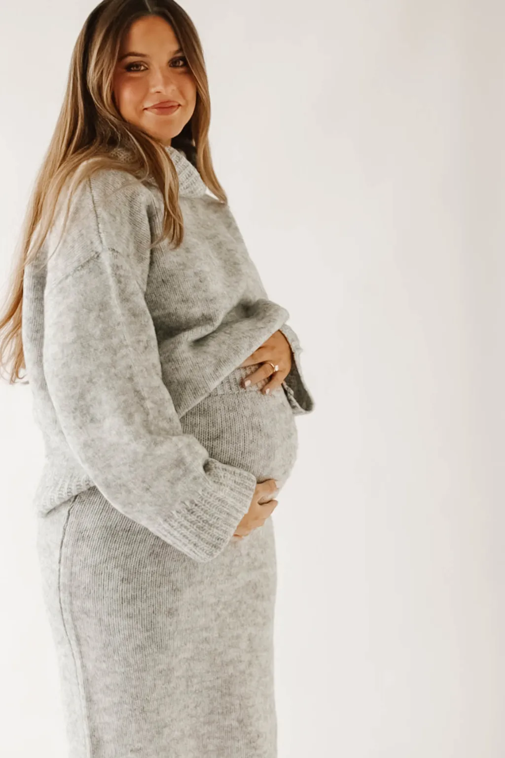 Robyn Knit Skirt in Heather Grey - Bump Friendly