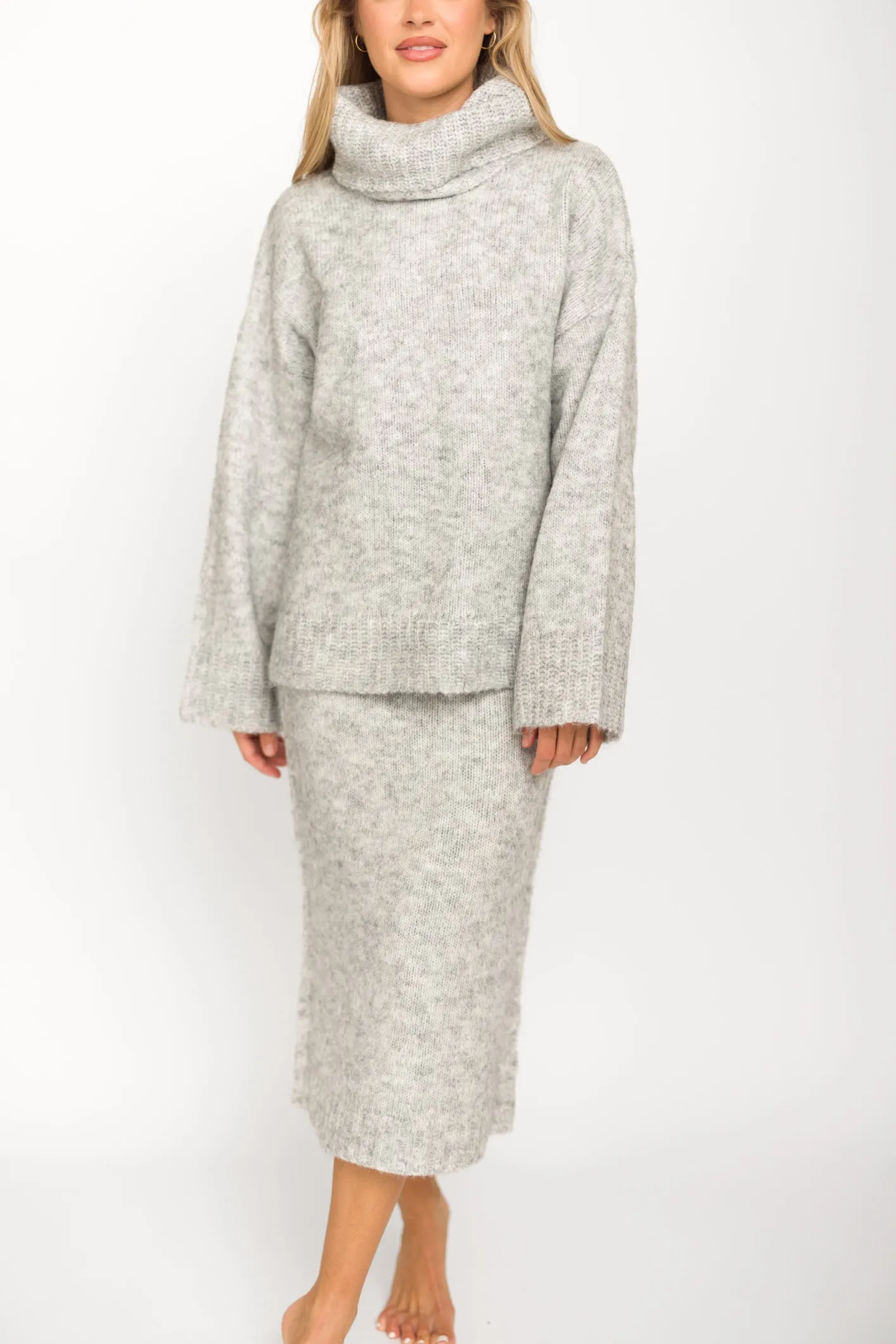 Robyn Knit Skirt in Heather Grey - Bump Friendly
