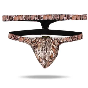 Sexy python patterned jumpsuit with thong straps