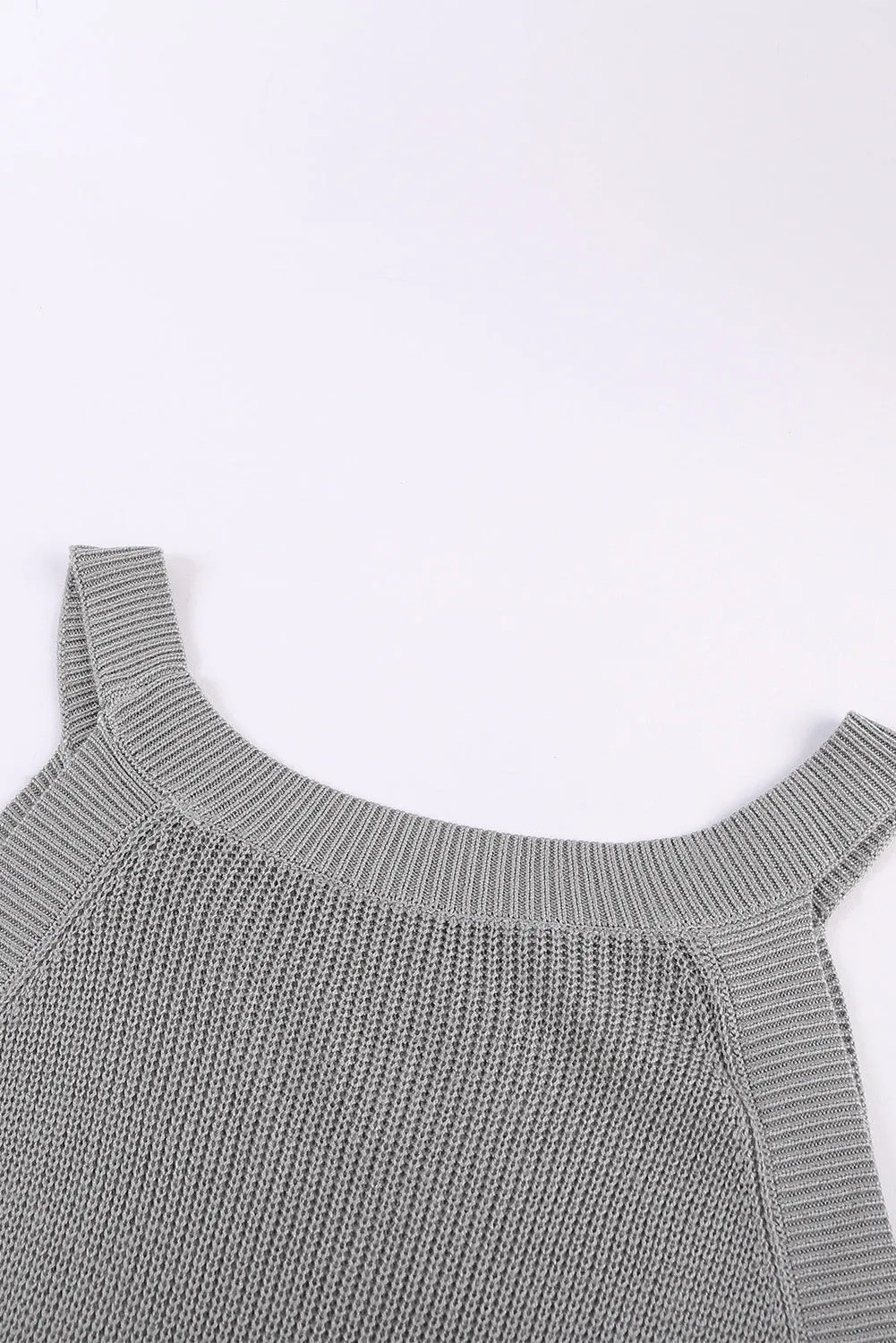 Slim Ribbed Knit Navy Blue Tank Top