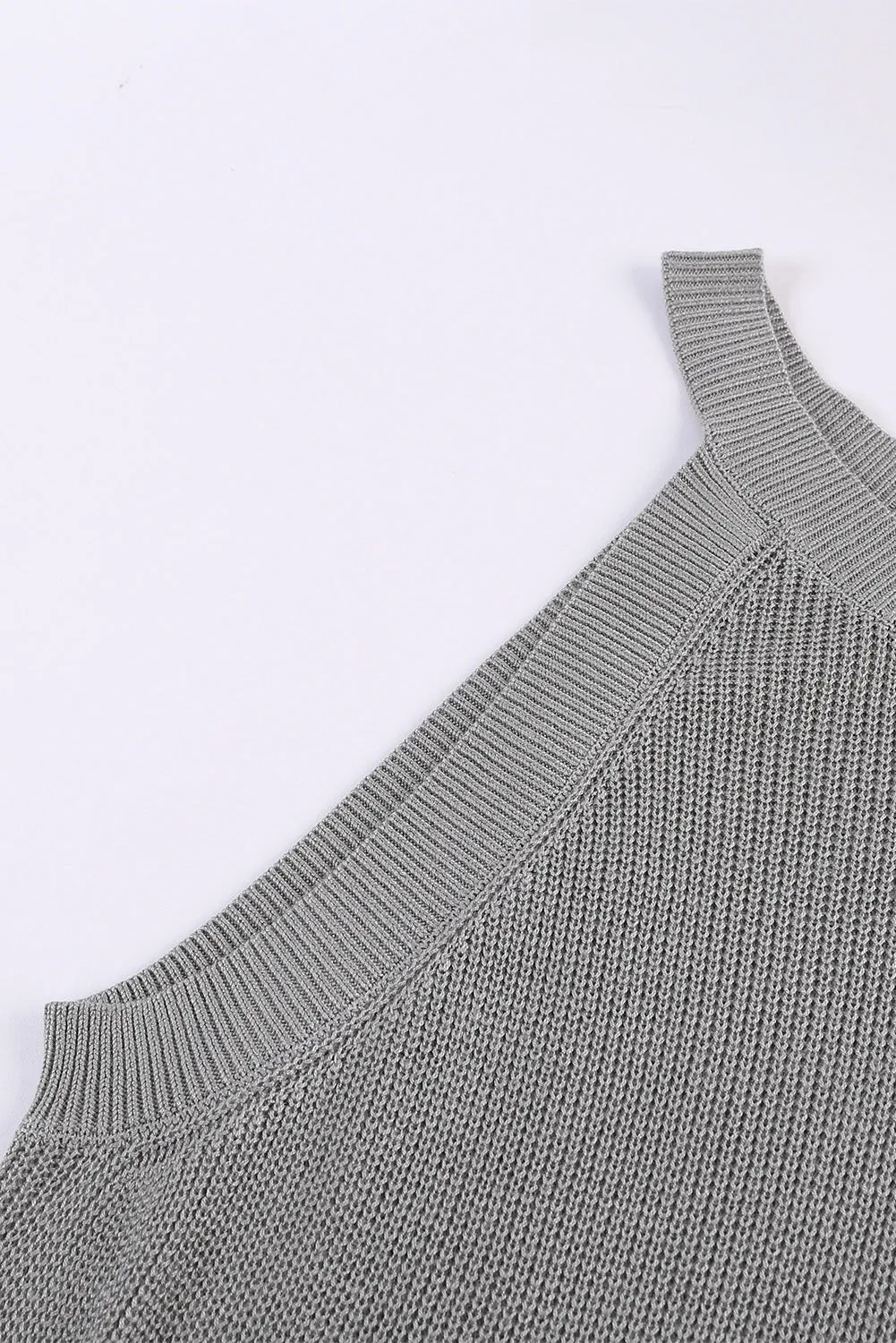 Slim Ribbed Knit Navy Blue Tank Top