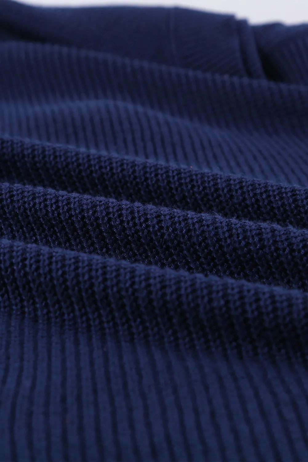 Slim Ribbed Knit Navy Blue Tank Top