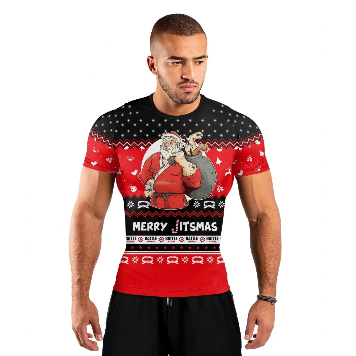 Villain Santa Claus Jitsmas Short Sleeve Rash Guard